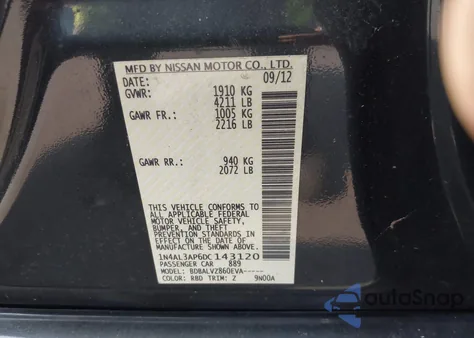 2013 Nissan Altima 2.5 Sl from USA, damaged, VIN 1N4AL3AP6DC143120